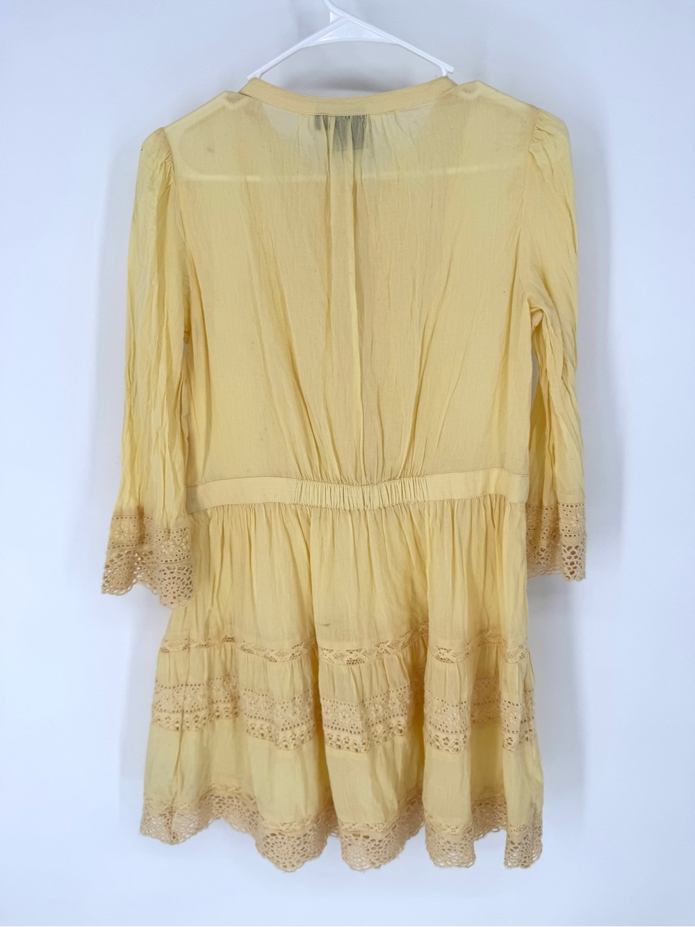 GAP butter Yellow Eyelet Lace long sleeve whimsy cottagecore Mini Dress - Picture 4 of 8